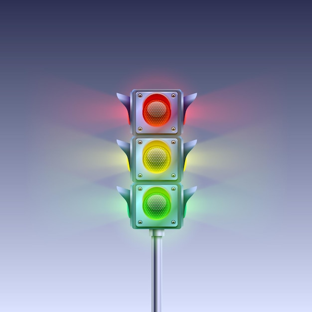 Traffic signal on a white background. Vector Illustration