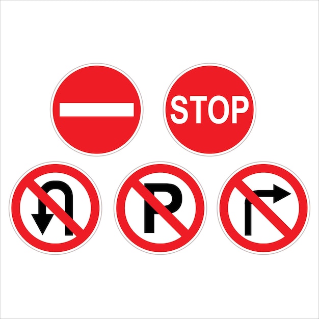 traffic signs stop signs no parking signs no turning right signs vector illustrator design