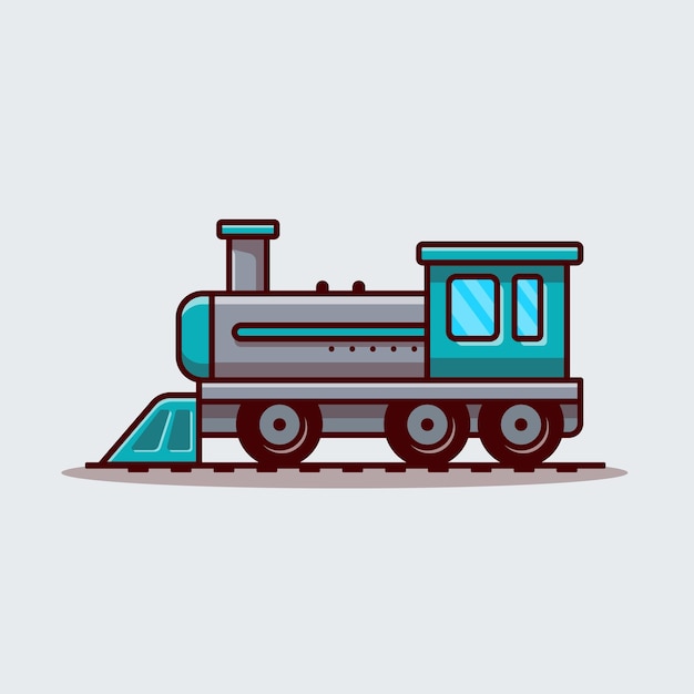 Train Cartoon Vector Icon Illustration. Public Transportation Icon Concept Isolated Vector. Flat Cartoon Style