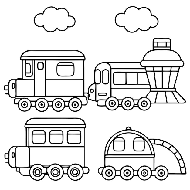 Vector train coloring pages exciting designs for train enthusiasts