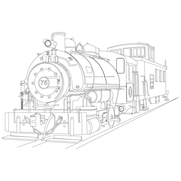 Train line art and outline illustration