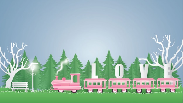 Train pink carry text LOVE 