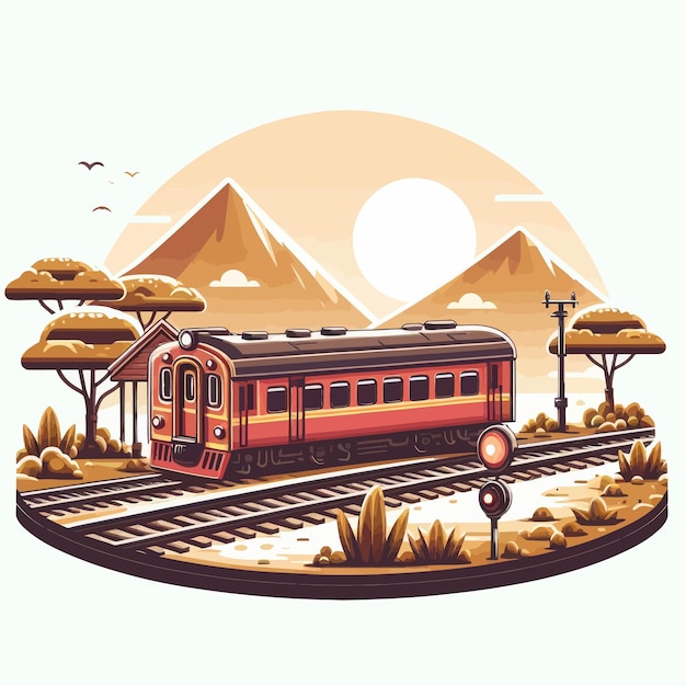 a train with a mountain in the background