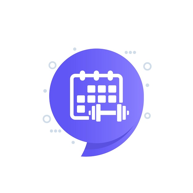 Training schedule icon with calendar and dumbbell vector