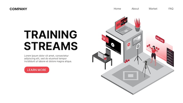 Training Streams Vlogging Horizontal Web Landing Page