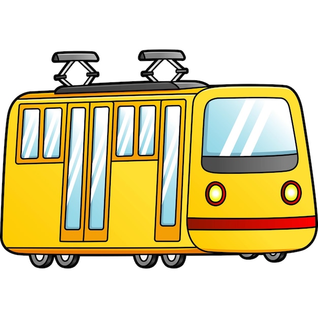 Tram Cartoon Clipart Colored Illustration