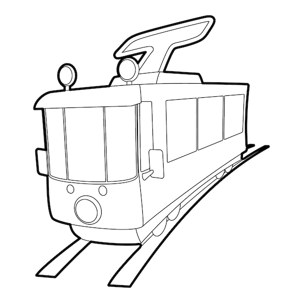 Tram icon Outline illustration of tram vector icon for web