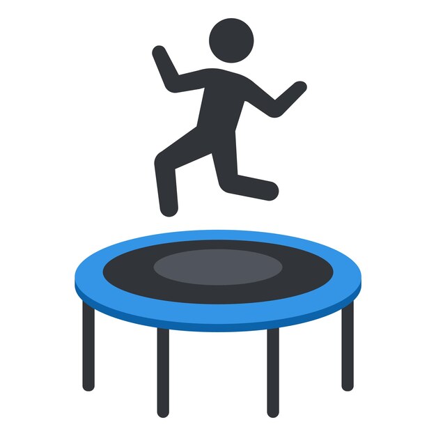 Vector trampoline icon with jumping person