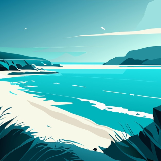 a tranquil coastal bay with white sandy beaches and crystalclear turquoise waters vector