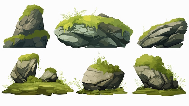 Tranquil Rock Covered in Lush Green Moss Forest Nature Element