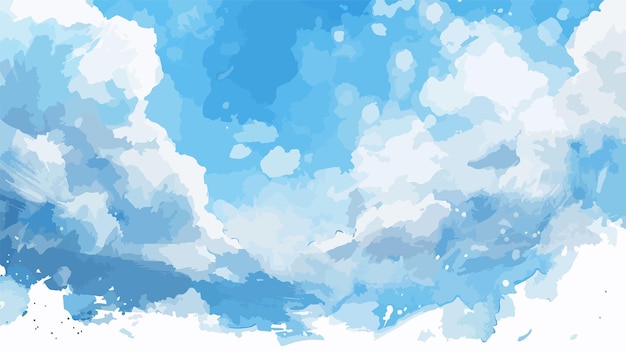 Vector tranquil watercolor blue sky with clouds vector background