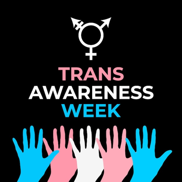 Trans Awareness Week typography poster with transgender symbol LGBT community holiday celebrate on second week of November Vector template for banners signs logo design card etc