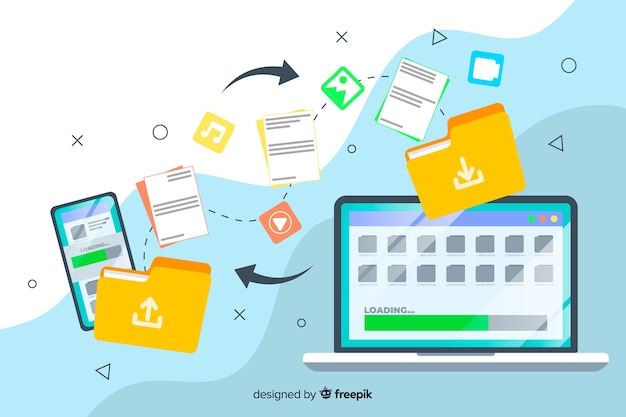 Transfer files concept for landing page web template