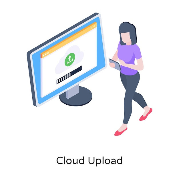 Transfer of online data isometric icon of cloud upload