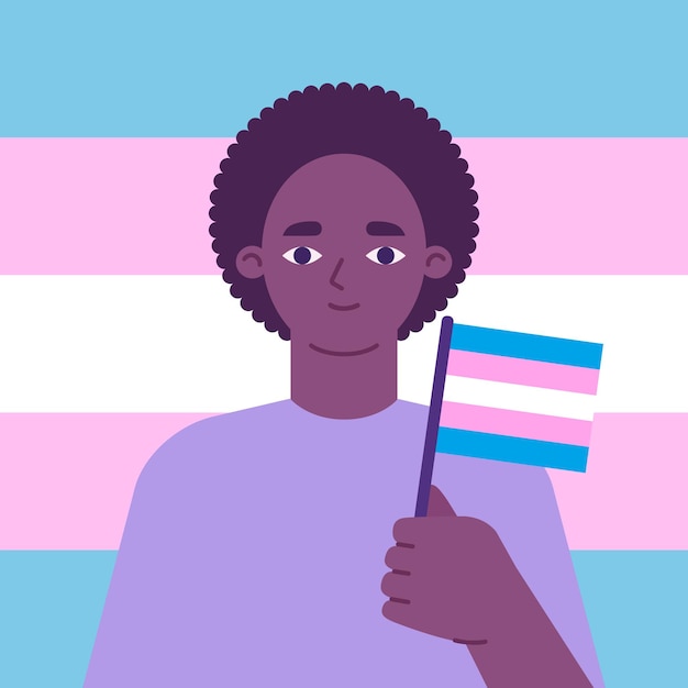 Vector transgender woman holding pride flag vector illustration