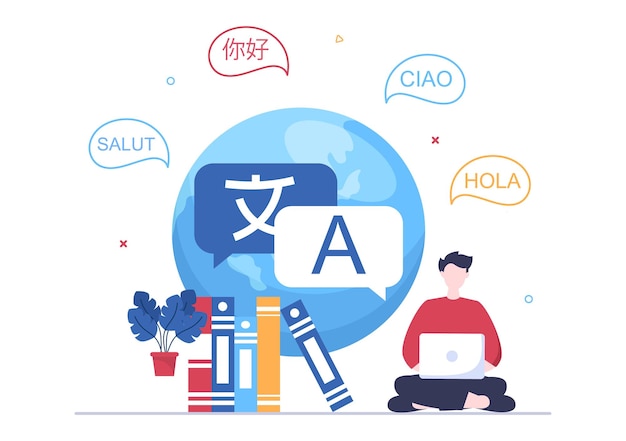 Translator or Translation Language Illustration Say hello in Different Countries and Multilingual