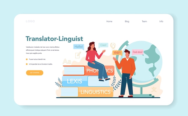 Translator and translation service web banner or landing page