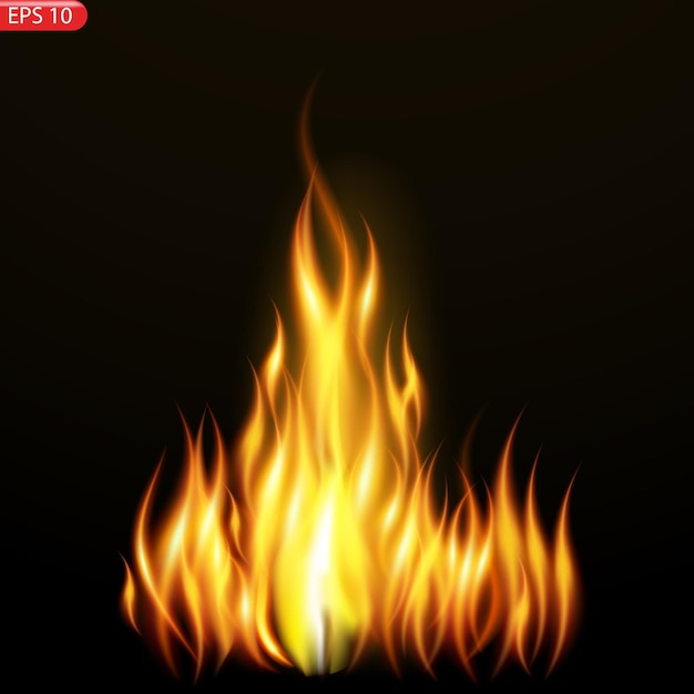 Translucent fire flames and sparks with horizontal repetition on transparent background For used on