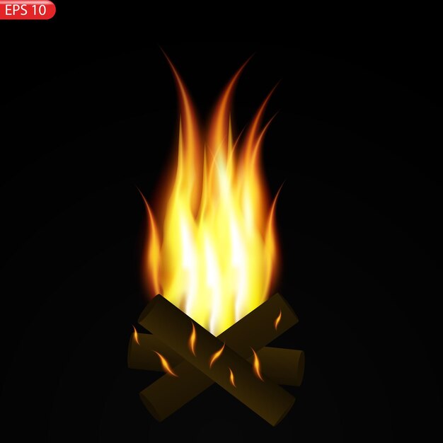 Translucent fire flames and sparks with horizontal repetition on transparent background For used on