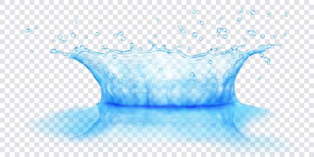 Translucent water crown with drops and reflection Splash in light blue colors isolated on transparent background Transparency only in vector file