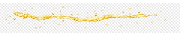 Translucent water jet with drops in yellow colors isolated on transparent background Transparency only in vector file