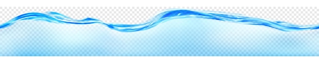 Translucent water wave in light blue colors with seamless horizontal repetition isolated on transparent background