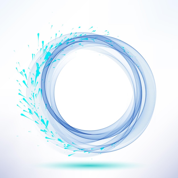 Transparent abstract blue circle wave with splash effect Design element