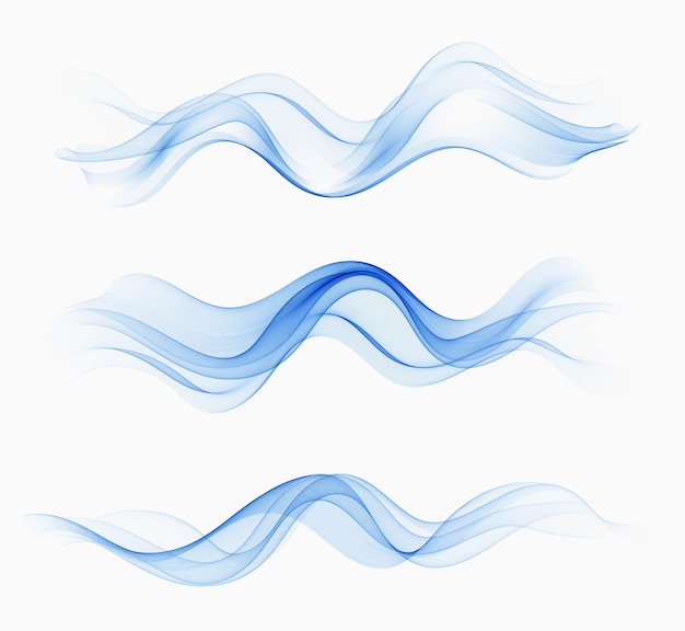 Transparent abstract waves of water.Vector set with abstract waves. Blue wave flow