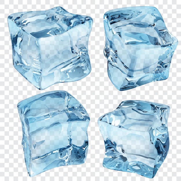 Transparent blue ice cubes