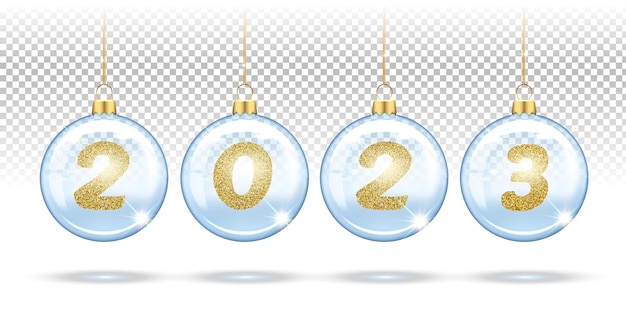 Transparent Christmas balls 2023 vector realistic eps10 3d