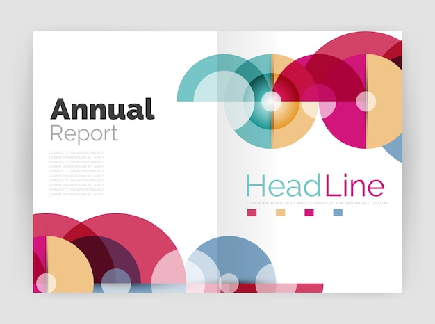 Transparent circle composition on business annual report flyer