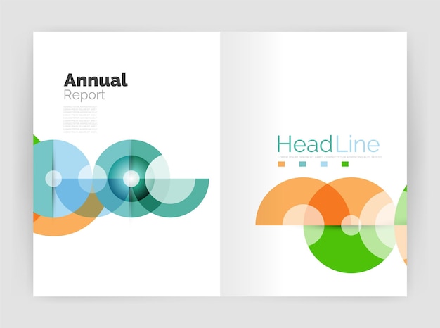 Transparent circle composition on business annual report flyer