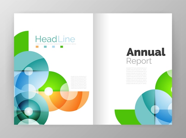 Transparent circle composition on business annual report flyer