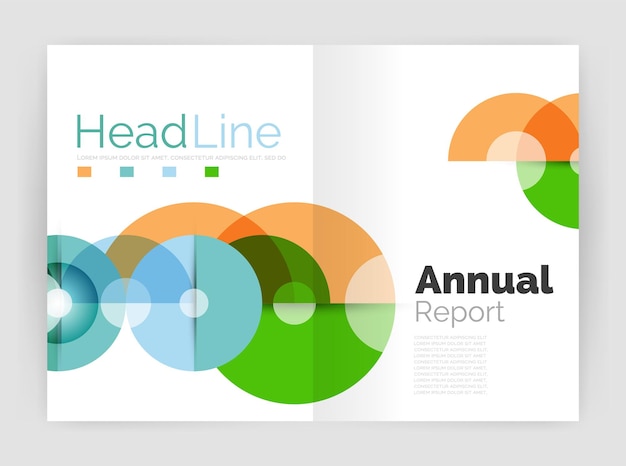 Transparent circle composition on business annual report flyer