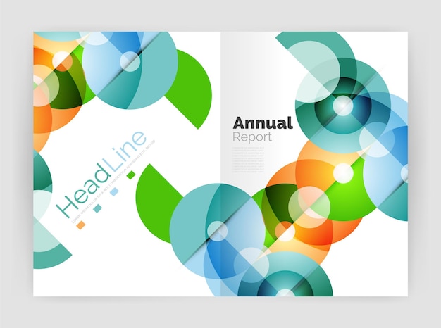 Transparent circle composition on business annual report flyer