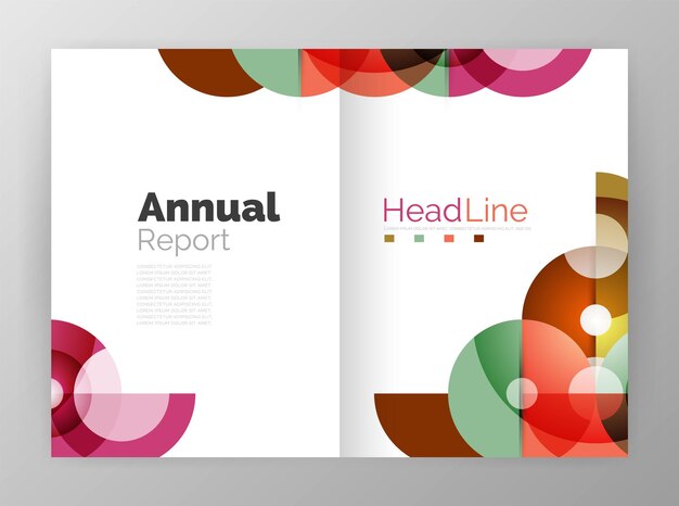 Transparent circle composition on business annual report flyer