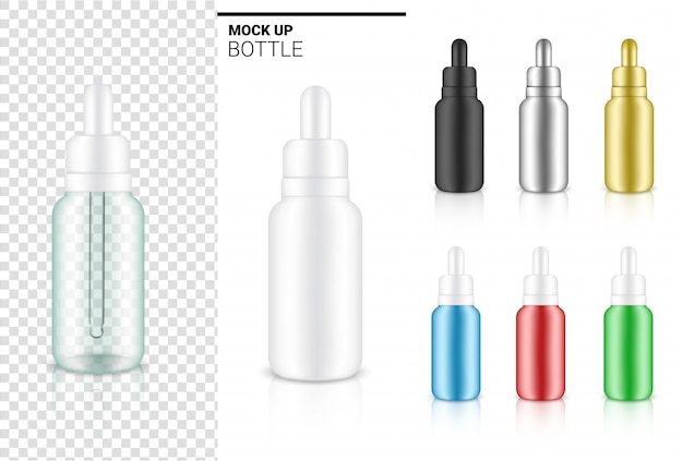 Transparent Dropper Bottle, Realistic Cosmetic for Skincare Essential Merchandise or medicine Illustration. Health Care, Medical and Science Concept Design.