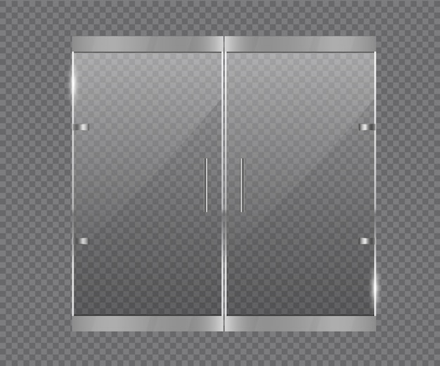 Transparent glass door vector. 