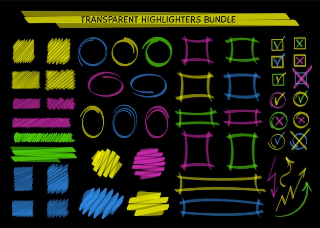 Transparent highlight marker frames and scribble