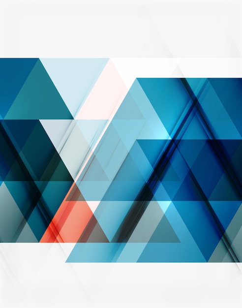 Transparent overlapping triangles on white Business or technology minimal futuristic template