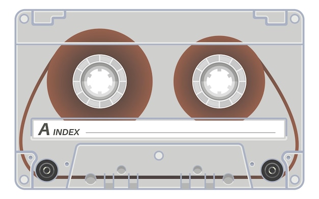 Transparent plastic cassette with audio record Tape template