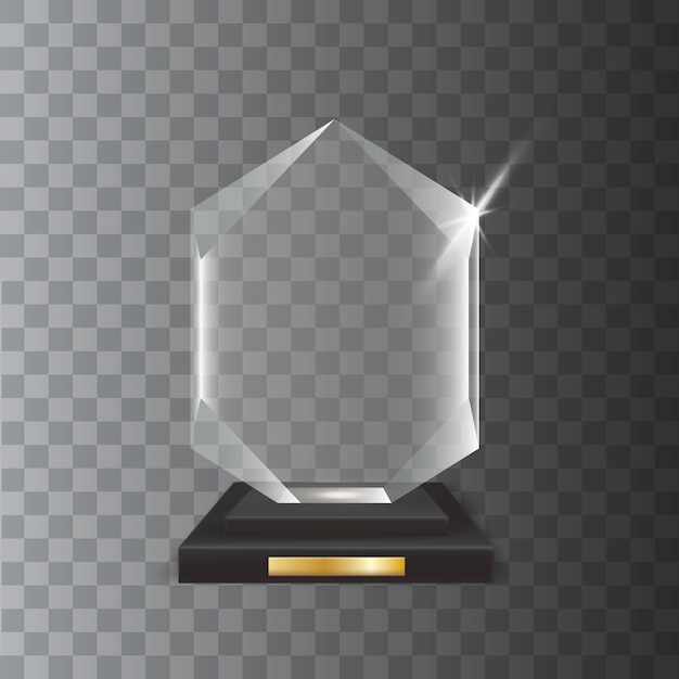 Transparent Realistic Blank Acrylic Glass Trophy Award