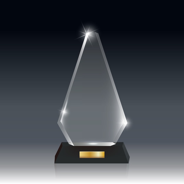 Transparent Realistic Blank Acrylic Glass Trophy Award