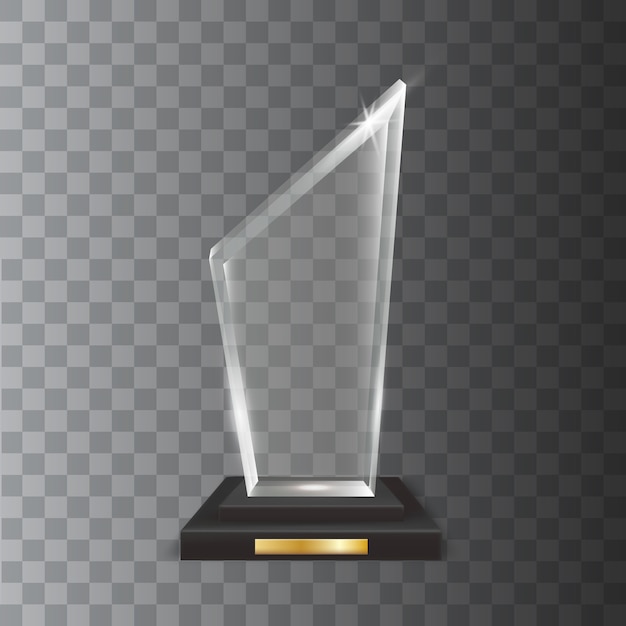 Transparent Realistic Blank Glass Trophy Award