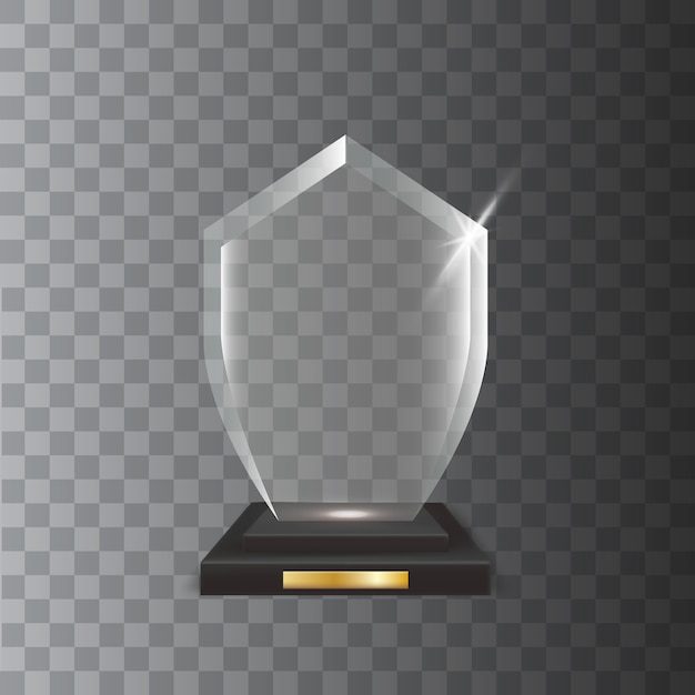 Transparent Realistic Blank Glass Trophy Award