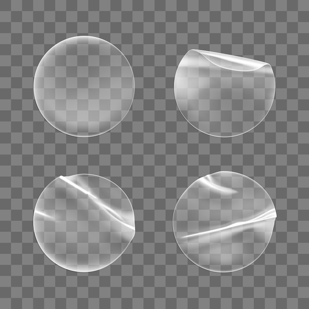 Transparent round adhesive stickers  set isolated .