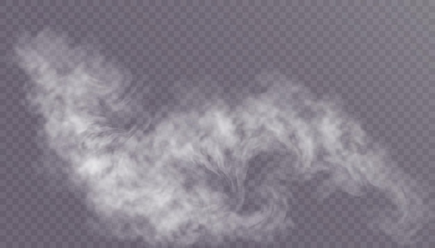 Transparent smoke. Steam effect special effect. Vector texture of steam, fog, cloud, smoke. PNG