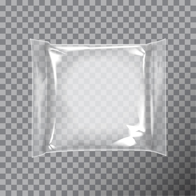 Transparent square package with for cheese, food, snacks