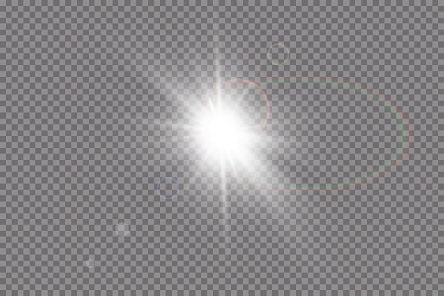  transparent sunlight special lens flare light effect. Sun flash with rays and spotlight