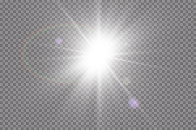  transparent sunlight special lens flare light effect. Sun flash with rays and spotlight.